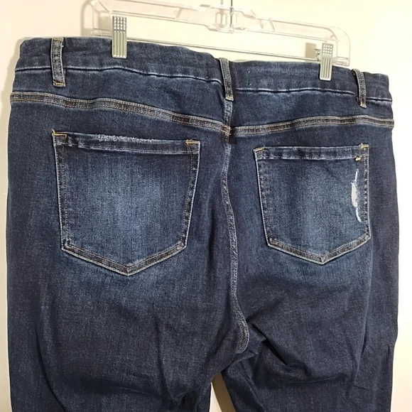 Mica Los Angeles Womens 18W Jeans Dark Wash High Rise Distressed Frayed Bootcut - Picture 8 of 9